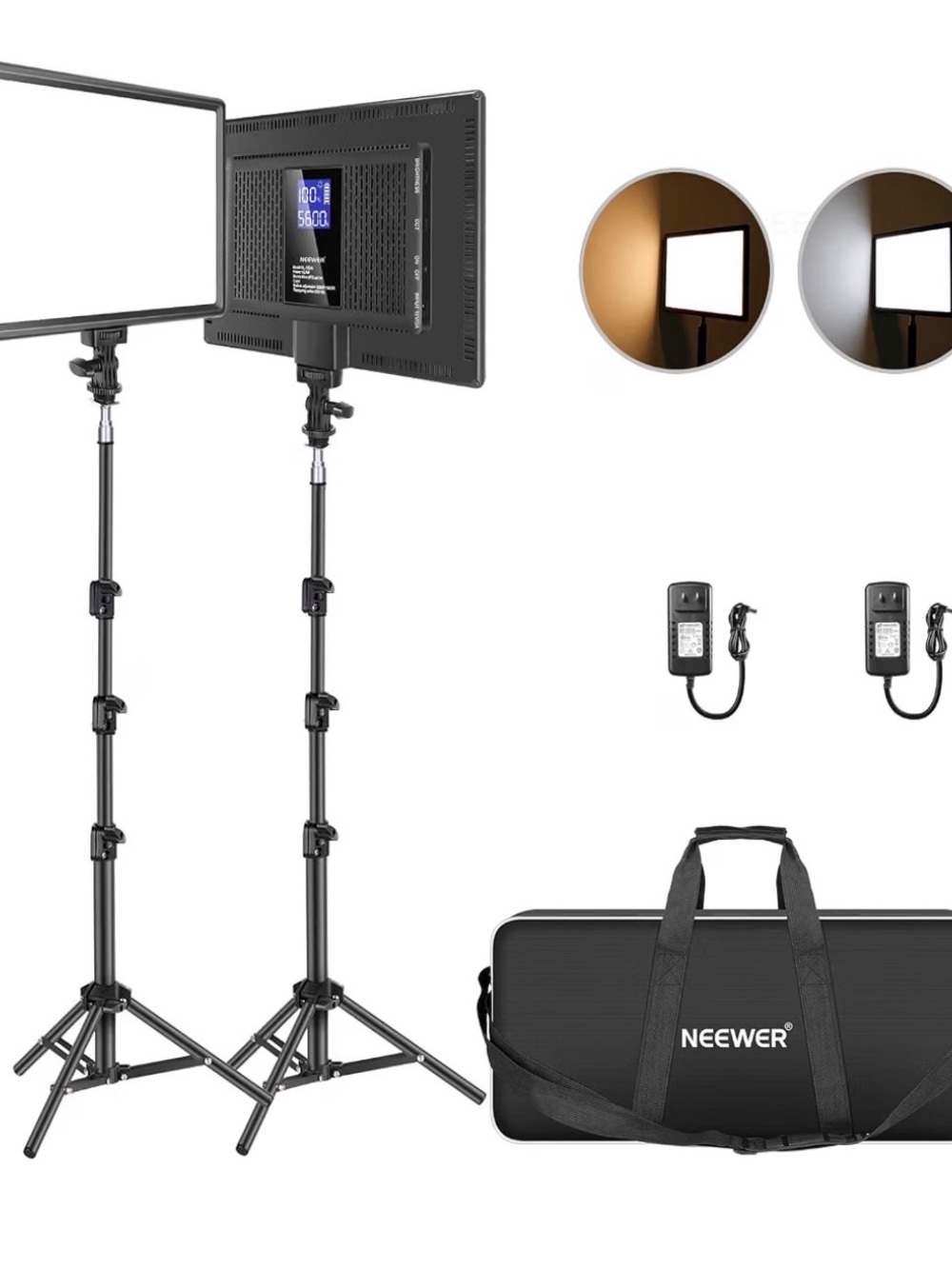 NEEWER 2-Pack LED Photography/Video Light Kit – New